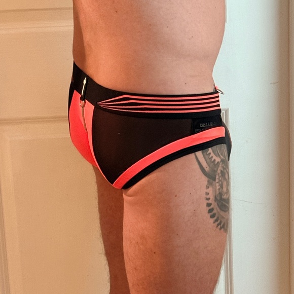 Breedwell Neon Orange and Black Men's Briefs - Picture 3 of 9